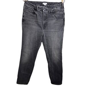 Good American Skinnyish Fit Crossover Jeans Classic Black Washed Hi-Rise Size 16
